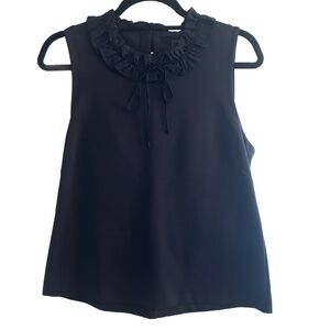 J.Crew Navy Ponte Sleeveless Ruffleneck Blouse Size Large